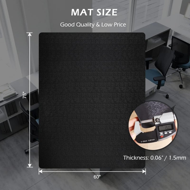 SALLOUS Chair Mat for Hard Floors, 60" x 75" Non-Slip Chair Mat for Hardwood Floor, Plastic Floor Mat for Gaming Chairs, Vinyl Hard Floor Protector Computer Desk Mat for Home Office (Black) - Image 2